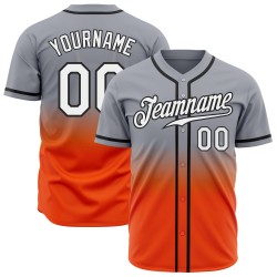 Fade Custom Jersey Orange-Black Gray Fashion White Baseball Authentic