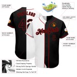 Custom White-Black Red Authentic Split Fashion Baseball Jersey Custom White-Black Red Authentic Split Fashion Baseball Jersey