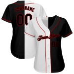 Custom White-Black Red Authentic Split Fashion Baseball Jersey Custom White-Black Red Authentic Split Fashion Baseball Jersey