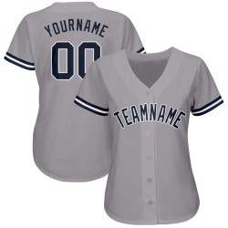 Custom Gray Navy-White Baseball Jersey Custom Gray Navy-White Baseball Jersey