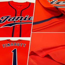 Custom Orange Navy-White Authentic Baseball Jersey Custom Orange Navy-White Authentic Baseball Jersey