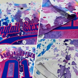 Custom White Royal-Pink 3D Pattern Design Watercolor Authentic Baseball Jersey Custom White Royal-Pink 3D Pattern Design Watercolor Authentic Baseball Jersey