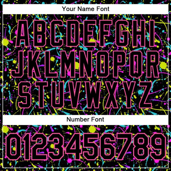 Custom Graffiti Pattern Black-Pink 3D Neon Splatter Authentic Baseball Jersey Custom Graffiti Pattern Black-Pink 3D Neon Splatter Authentic Baseball Jersey