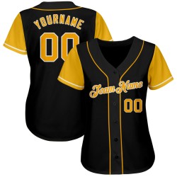 Custom Black Gold-White Authentic Two Tone Baseball Jersey Custom Black Gold-White Authentic Two Tone Baseball Jersey