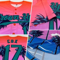 Custom Orange Teal-Navy 3D Pattern Design Sun Beach Hawaii Palm Trees Authentic Baseball Jersey Custom Orange Teal-Navy 3D Pattern Design Sun Beach Hawaii Palm Trees Authentic Baseball Jersey