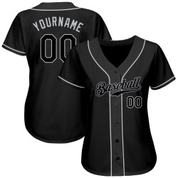 Custom Black Black-Gray Authentic Baseball Jersey Custom Black Black-Gray Authentic Baseball Jersey
