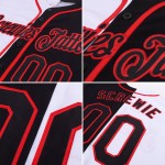 Custom White-Black Red Authentic Split Fashion Baseball Jersey Custom White-Black Red Authentic Split Fashion Baseball Jersey